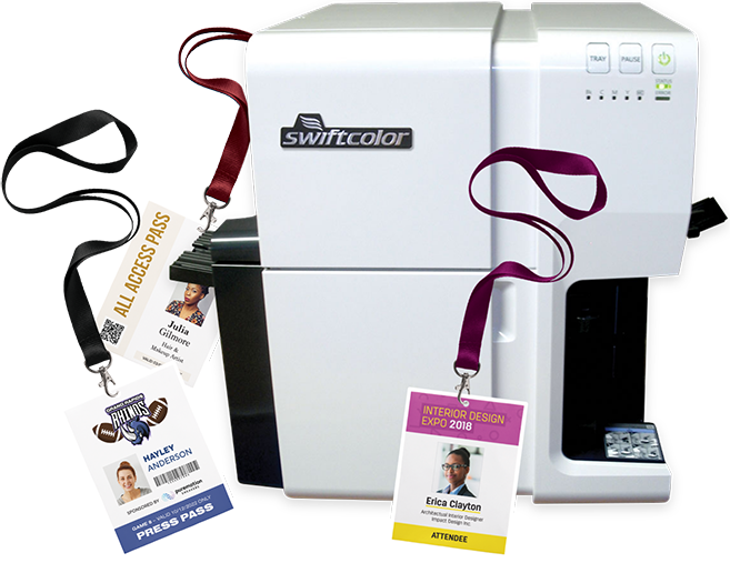 The perfect card printing machine for trade show badging